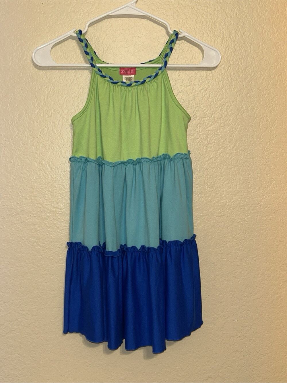 ZUNIE Girls Colorblock Green Blue Dress Sundress sizes 7/8
